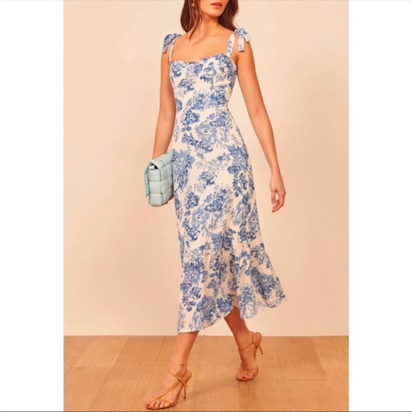 Reformation Dresses & Skirts - [Reformation] Nikita Tie Sleeve Sweetheart Long Dress in Olympia